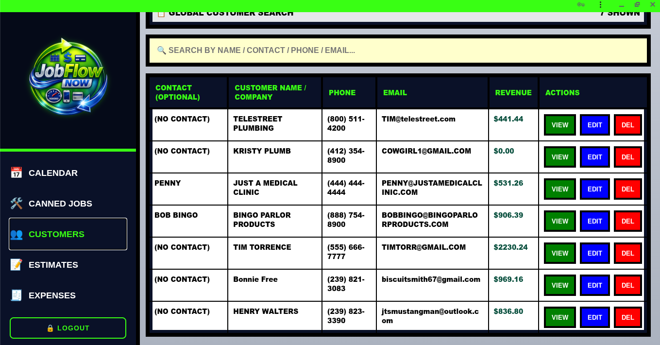 Customer List